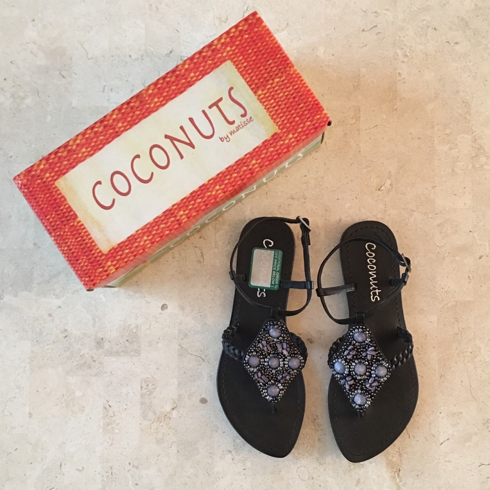 Black Beaded Coconuts Sandal